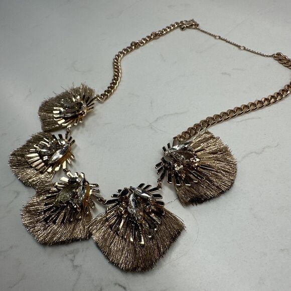 Rose/Gold-Colored Faux Gemstone Statement Metal Necklace - Picture 8 of 8